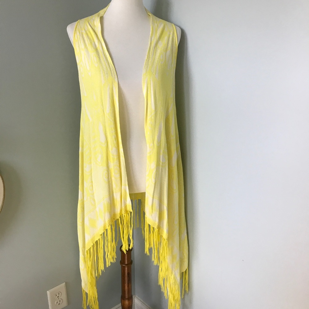 NWOT Yellow Graphic Vest